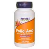 Folic Acid con Vitamina B12 250 Tablets Now Food